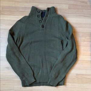 Men's Green Quarter Button-Up Sweater